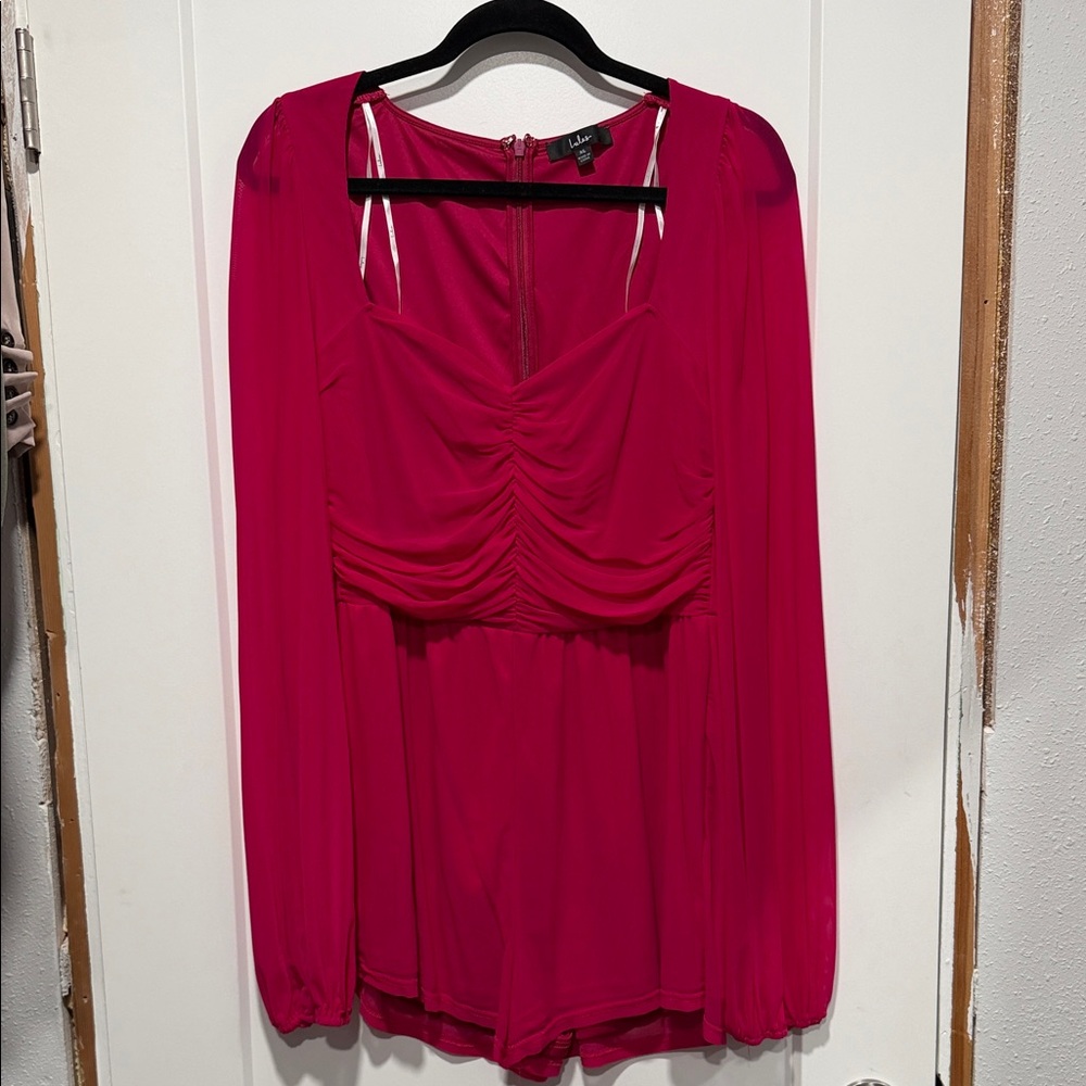 Lulu's Vibrant Pink Ruched Romper